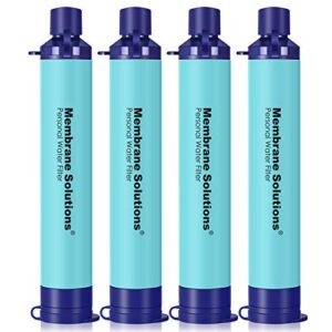 Membrane Solutions Wasserfilter Outdoor Camping, Trinkwasserfilter für 5000 Liter gefiltertes Wasser, Filtergenauigkeit bis zu 0,1 Mikron, Entfernt 99,99% aller Bakterien, BPA-frei, 4 Pack