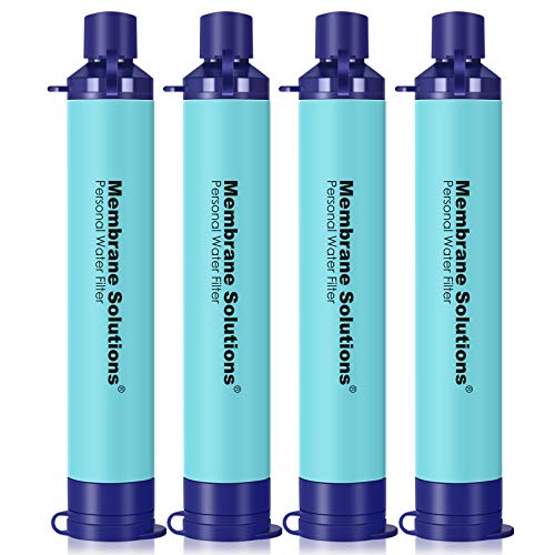 Membrane Solutions Wasserfilter Outdoor Camping, Trinkwasserfilter für 5000 Liter gefiltertes Wasser, Filtergenauigkeit bis zu 0,1 Mikron, Entfernt 99,99% aller Bakterien, BPA-frei, 4 Pack