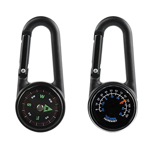 Multifunktionales Outdoor-Gadget mit Kompass, Karabiner und Thermometer für Camping, Wandern und Reisen