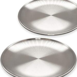 Zwei Edelstahl-Teller für Camping und Outdoor-Aktivitäten, 20 cm groß, robust und unzerbrechlich