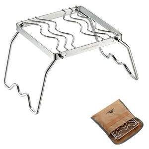 Portabler Lagerfeuer Grill, Tragbarer Campinggrill mit Fettabfuhrhilfe, ideal für Ihren nächsten Camping-Trip