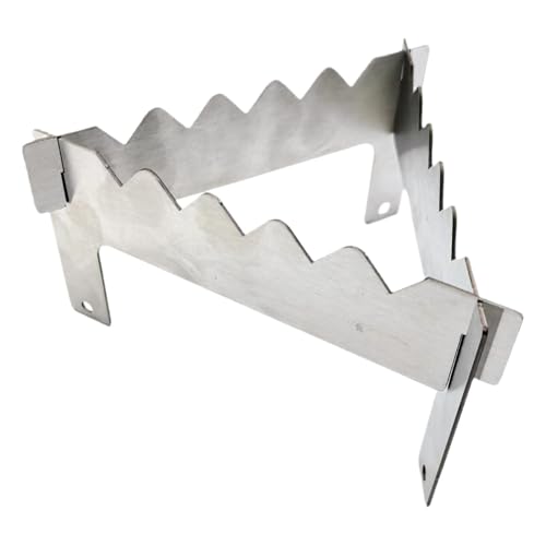 Campingkocher-Unterstützung mit Dreieckigem Struktur und Stabilen Edelstahlrahmen für die Außeneinrichtung. Ideal für Wanderungen, Camping-Touren oder andere Outdoor-Aktivitäten.