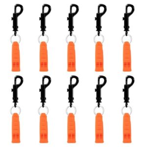 Sicherheitspfeifen, Notfallpfeife mit Haken aus Kunststoff für Camping, Wandern, Klettern und Bootfahren - 10 Stück