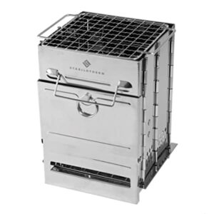 Faltbarer Edelstahl-Holzkohle-Grill für Camping und Outdoor, sehr stabil und platzsparend, ideal für Mahlzeiten in der Natur