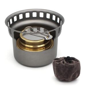 Titan-Spirituskocher, Spiritusbrenner, Holzofen für den Außenbereich mit Ständern, Halterungen, Camping, Multi-Fuels, ultraleichter Rucksackkocher