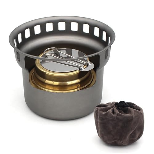 Titan-Spirituskocher, Spiritusbrenner, Holzofen für den Außenbereich mit Ständern, Halterungen, Camping, Multi-Fuels, ultraleichter Rucksackkocher