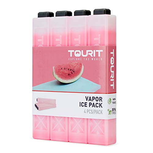 Tourit Kühlakkus für Kühltasche, 4er Set, rot - Wiederverwendbare und lange haltende Kühlelemente für Camping, Strand, Angeln, Reisen