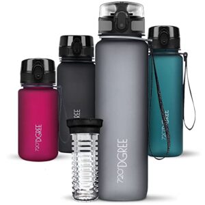 Trinkflasche 1l überBottle mit softTouch und Früchtebehälter, BPA-frei, schlanke Wasserflasche für Sport, Fitness, Fahrrad, Uni, Outdoor
