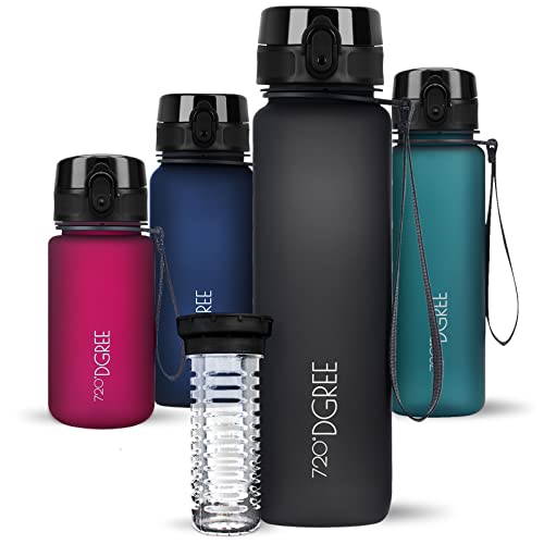 Trinkflasche 1l BPA frei, überBottle Wasserflasche mit Früchtebehälter für Sport Fitness Fahrrad Uni Outdoor Tritan Sportflasche leichte stoßfeste wiederverwendbare Wasserflasche