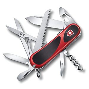 Victorinox Schweizer Taschenmesser, Evolution S17, Multitool, Swiss Army Knife mit 15 Funktionen und Feststellklinge in Rot/Schwarz