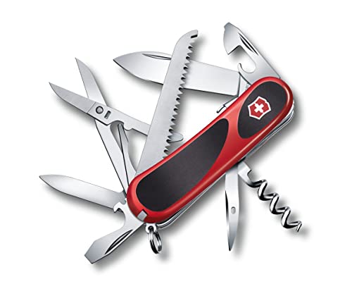 Victorinox Schweizer Taschenmesser, Evolution S17, Multitool, Swiss Army Knife mit 15 Funktionen und Feststellklinge in Rot/Schwarz