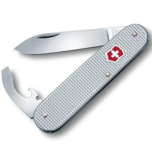Victorinox Taschenmesser Bantam, kleines Schweizer Messer mit 5 Funktionen, Multitool mit Klinge, Dosenöffner und Schraubendreher, silberner Griff