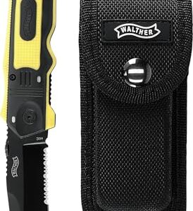 Walther Rettungsmesser ERK, Outdoor Klappmesser mit Gurtschneider und Notfallhammer, Emergency Rescue Knife mit Liner Lock 223 mm lang
