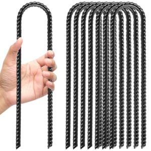 Bodenanker Trampolin, Erdanker Rostfrei, Zeltheringe für Extrem Harte Böden, 8 Stück Bodenanker mit Befestigungsgurten