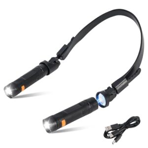 Wiederaufladbare Nackenlampe für freihändiges Arbeiten, Leselampe Hals mit Magnetfuß, abnehmbares Design, LED-Nacken-Leselampe für Mechaniker, Camping und reparaturen