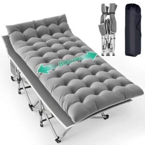 XXL Campingbett Feldbett 190 x 80 x 37 cm, Klappbar mit Matratze und Seitentasche, tragbares Campingliege für Outdoor, Garten, Camping, Reisen und Indoor