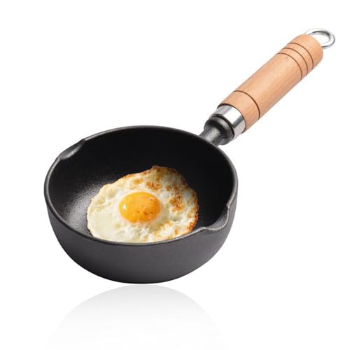 Yuragim Antihaftbeschichtete Mini-Pfanne für Eier, 13 cm, Eierpfanne mit Griff, hitzebeständiger Topf, tragbar, Camping, Kochen, Omelett-Pfanne für Gasherd und Induktionsherd