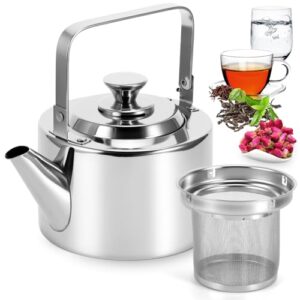 1,5l Teekanne aus Edelstahl mit Sieb, ideal für Tee und Wasser kochen auf Induktionsherd oder Gasherde, auch zum Camping geeignet