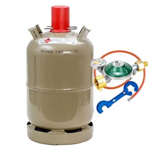Propan-Gasflasche 11 kg leer, grau inkl. Schlauch 150cm und Gasregler