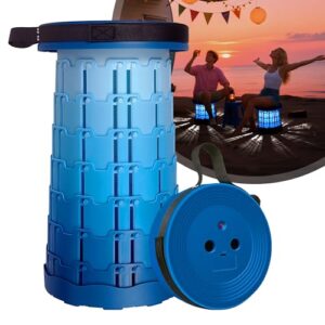 Faltbarer Teleskophocker mit LED-Licht, tragbarem Klapphocker für Garten, Angeln und Outdoor-Aktivitäten, Belastung 150kg