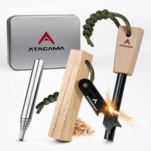 Feuerstahl Survival Set inkl. Multitool, Kienspan Zunder, Blasrohr und Feuerstein - Outdoor Ausrüstung & Bushcraft Ausrüstung - Firestarter