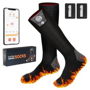 Beheizte Socken für Winter-Aktivitäten, elektrisch beheizte Fußwärmer, warme Socken für Damen und Herren, APP-Steuerung, 4 Temperaturstufen, Skisocken für Outdoor-Ski-Fahren und Wandern