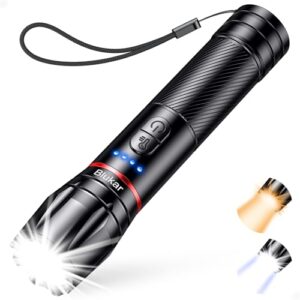 Blukar LED Taschenlampe mit 2 Farbtemperaturen, 2000 Lumen Superhell Zoombar, Wasserdicht für Camping, Outdoor, Notfälle und andere Anwendungen