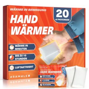Luftaktivierte Taschenwärmer für Outdoor-Aktivitäten, Bramble Handwärmer, 40 Paar, bis zu 10 Stunden Wärme, geruchsfrei und kompakt.