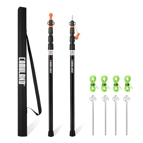Zwei aluminiumne Teleskopstangen für Camping, 79 cm - 230 cm Teleskopierbare Zeltstange aus hochwertiger 6061-Aluminiumlegierung, ideal für Tarps und Campingzelte