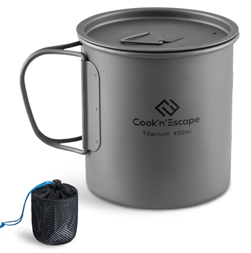 Leichte und robuste Titan Camping Tasse mit Deckel, ideal für Picknick oder Wanderungen im Freien