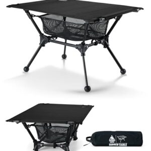 Campingtisch, faltbar und klappbar, mit Tragetasche und Netztasche, ideal für Angeln und Wandern, ultraleicht und stabil, 60 x 40 x 37 cm, schwarz