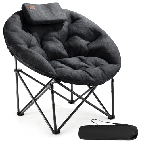 Luxus Moonchair XXL Campingstuhl Faltbar, 150KG belastbar, Rund Klappstuhl, dick gepolstert für Outdoor Camping Garten Balkon Indoor