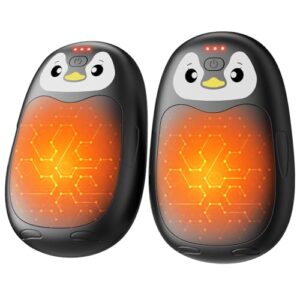 Elektrischer Handwärmer 2er Pack, Taschenwärme mit 8000mAh, USB Taschenwärmer Wiederverwendbar mit 3 Wärmestufen für Frauen und Männer Outdoor Camping Sportarten