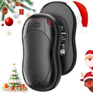 Elektrischer Handwärmer mit 10000mAh, doppelseitige Heizung und 3 Heizstufen für Outdoor-Aktivitäten wie Camping, Skifahren und Wandern