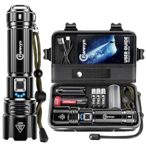 Hochleistungs-LED-Taschenlampe mit 1.000.000 Lumen, 5 Beleuchtungsmodi und IP67-Wasserdichtigkeit für Outdoor-Aktivitäten wie Camping und Wandern