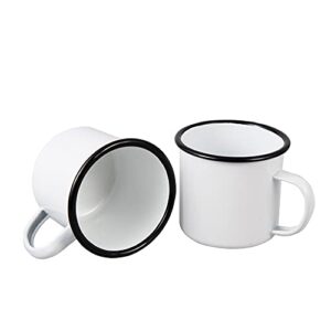 IMEEA 500ml Emaille Becher Set, Vintage Campingbecher mit Henkel für Kaffee, Tee & Milch, Outdoor, Küche & DIY, Weiß