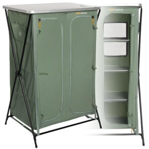 Camping-Schrank aus strapazierfähigem Material, leichte und stabile Konstruktion, ideal für Outdoor-Touren, Farbe Grün
