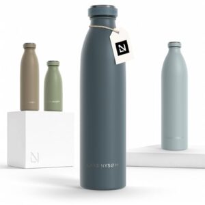LARS NYSOM Edelstahl Trinkflasche 750ml Stone Blue, Thermosflasche für Sport und Outdoor-Aktivitäten, Wasserflasche mit Kohlensäuregeignet