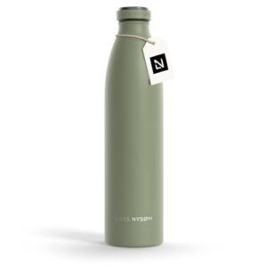 Edelstahl Trinkflasche 1,5 Liter Sage Grün, wiederverwendbar, thermosfähig, für Sport Outdoor Schule geeignet