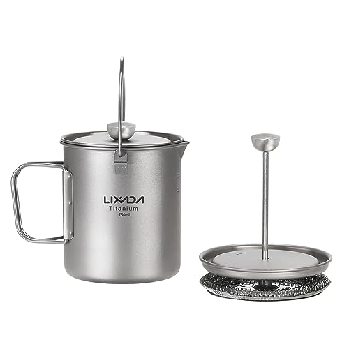 Titan-Kaffeetasse mit Deckel für Camping und Outdoor-Aktivitäten, 750 ml Fassungsvermögen, leichte und robuste Konstruktion