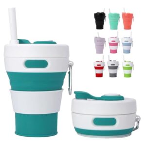 Faltbarer Silikonbecher aus hochwertigem Silikon, 450 ml Fassungsvermögen, BPA-frei, wiederverwendbar und tragbar für Outdoor-Aktivitäten wie Camping, Picknick oder Wandern