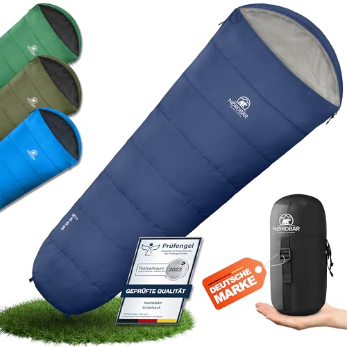 Camping-Produkt NORDBÄR Schlafsack 3 Jahreszeiten & Sommer Ultraleicht, 750g/1500g, kleines Packmaß 100GSM/300GMS, Outdoor-Reise-Hüttenschlafsack, Sommerschlafsack
