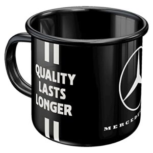 Retro-Design-Tasse mit Daimler Truck Logo und Geschenkhinweis, ideal für Trucker und Camping-Becher