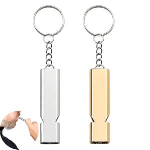Notfallpfeife mit zwei Schlüsselringen, eines in Gold und eines in Silber, für Schule, Gymnastik, Camping, Wandern, Jagen oder Klettern.