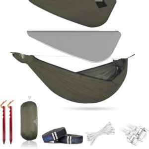 Hängematte mit Moskitonetz und Windsack für Camping, Wandern und Rucksackreisen