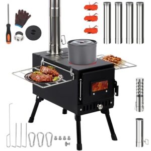 Faltbarer Zelt Holz Brennofen für Outdoor Camping Kochen, tragbarer heißer Zelt Holzofen mit winddichtem Kamin