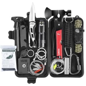 Survival Kit 30 in 1, Außen Notfall Survival Kit mit Messer/Multi-Tool für Camping, Bushcraft, Wandern,Outdoor Abenteuer