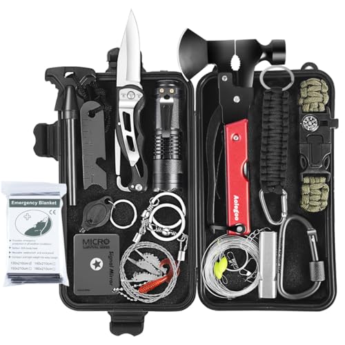 Survival Kit 30 in 1, Außen Notfall Survival Kit mit Messer/Multi-Tool für Camping, Bushcraft, Wandern,Outdoor Abenteuer