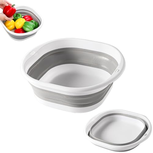 TAIHE Faltbare Waschschüssel, Tragbares Spülschüssel Faltbar 5L Mehrzweck Camping Waschbecken, Klappbar Waschwanne Aufbewahrungsbehälter für Hause Küche Camping (Grau)