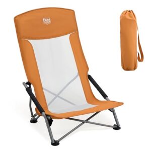TIMBER RIDGE Strandstuhl Klappbar leicht Hoher Rücken Campingstuhl Faltbar mit Niedrigen Stuhlbeinen Atmungsaktiver Netzstoffrückenlehne für den Strand oder den Park